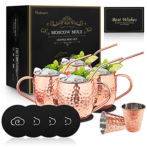 SuproBarware Moscow Mule Tazze Set di 4 Tazze Moscow Mule Black Moscow Mule Mug