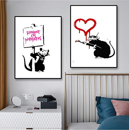 Banksy Toile Art Print Wall Art Toile Peinture Nordique Affiches et Gravures Mur Photos pour Salon Abstrait Décor 35x52cmx2pcs Sans Cadre Cover