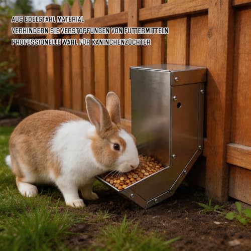 304 Edelstahl Automatischer Futterspender für Käfig Haustiere Schwerkraft-Futterstation für Kaninchen,Igelhaus, Vögel, Chinchilla Katzen, Frettchen und andere Kleintiere