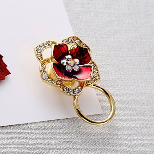 Image of Delicate Blooming Flower Crystal Magnetic Eyeglass Holder Clip Brooch for Clothes