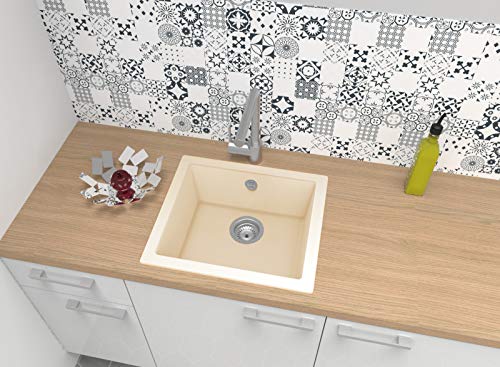 Respekta Évier de cuisine en minéralite 50 cm beige sable OHIO50X44B