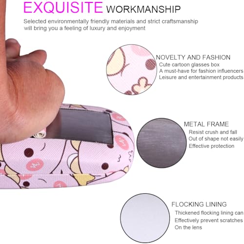 Image of ADBGV Cute Stylish Hard Shell Eyeglasses Cases Protective Case Storage Box With Glasses Cloth Eyeglass Strap for Girl Teen
