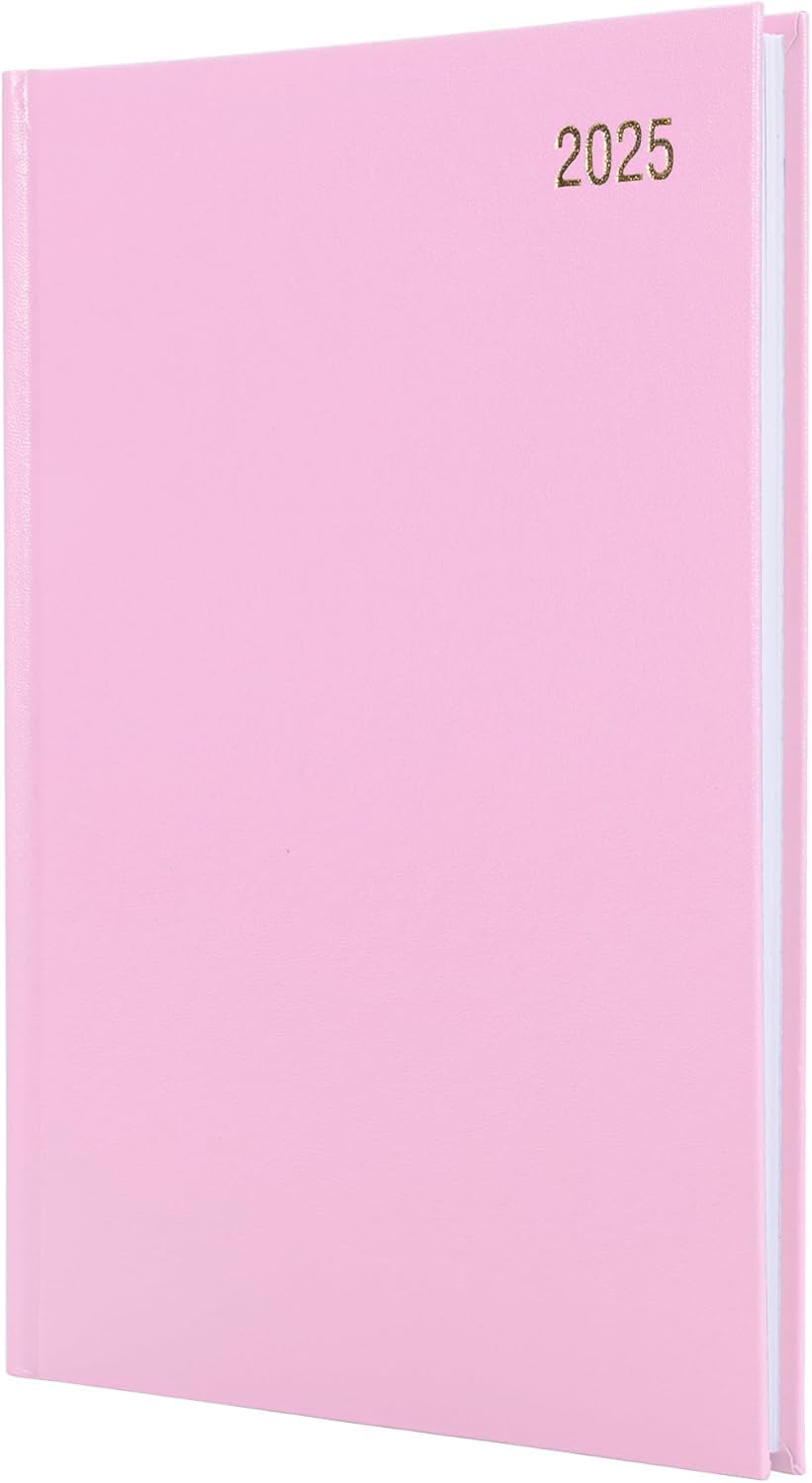 Top Sale 2025 A5 Week To View Yearly Diary with Hard Cover and Matching Ribbon Marker Light Pink - Image 2