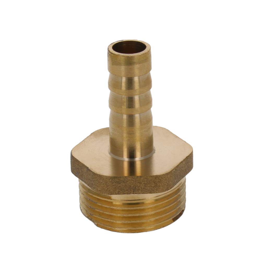 MroMax Brass Barb Hose Fitting Connector Adapter 10mm Barbed x 3/4 PT Male Pipe Brass Tone 1pcs