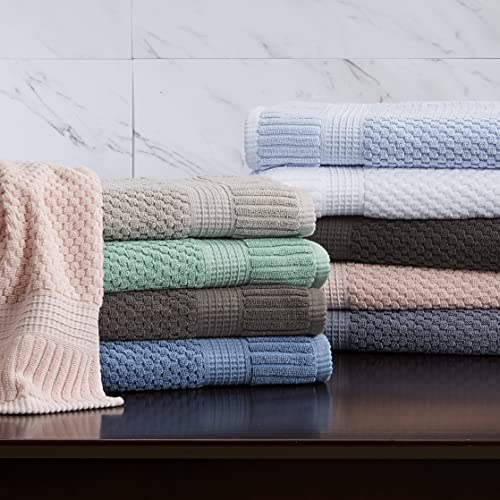 Ny Loft 100% Cotton Towel Set 6 Piece| Super Soft & Absorbent Quick-Dry 2 Bath Towels 2 Hand Towels And 2 Washcloths |Textured And Durable Cotton | Trinity Collection (6 Piece Set, Light Pink) #TOP3