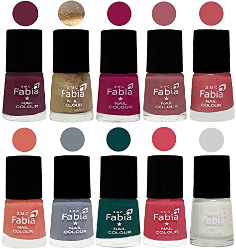 Image of ALL IN ONE (PACK OF 10), Long Lasting Glossy Nail Polish, 6 ml Each, All Vibrant Colours,01907