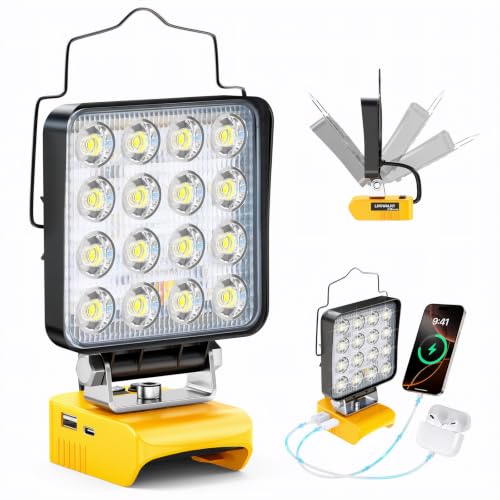Cordless LED Work Light Compatible with Dewalt 20v...