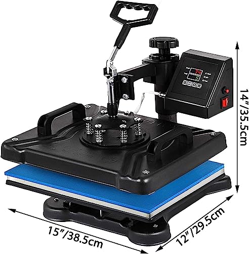 Prensa de calor giratoria 360° 12 x 15 pulg 8 en 1 miniatura 7