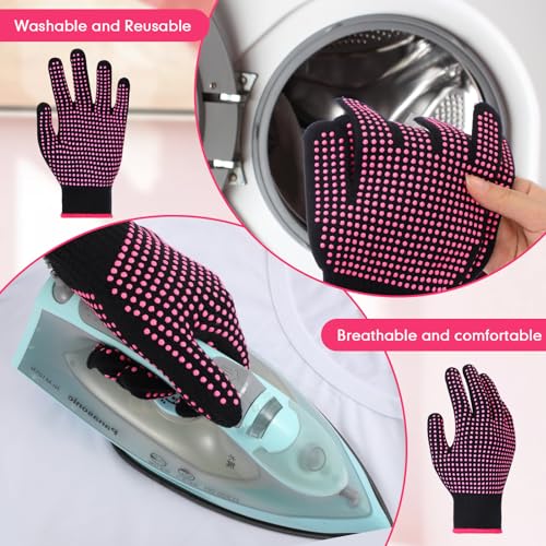 riyiper 3 pairs heat resistant gloves for sublimation gloves for heat press with silicone bumps applies to resistant work hair styling universal fit size