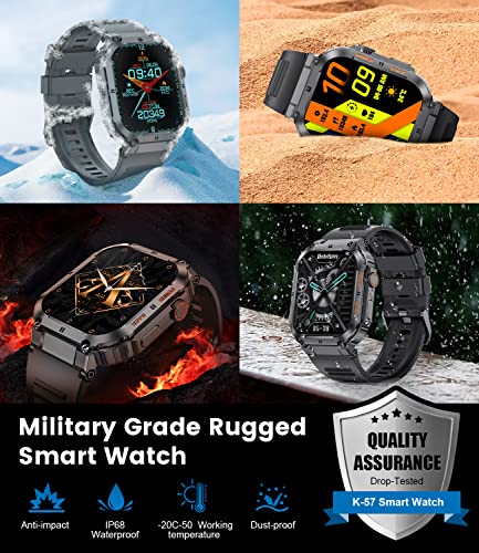 Military Smart Watches For Men With Bluetooth Call,2023 Newest 1.96’’ Ip68 Waterproof Tactical Sport Fitness Tracker With Heart Rate, Sleep Monitor,Outdoor Smartwatch For Ios & Android（Black Steel） #TOP1