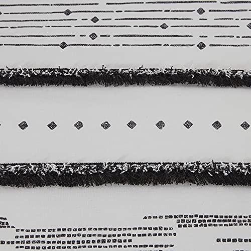 Image of INK+IVY Luxurious Cotton-Bedding Set - Mid Century Trendy Geometric Design, All Season Cozy-Cover With Matching-Shams, Full /Queen, Nea Trims Black /Multi