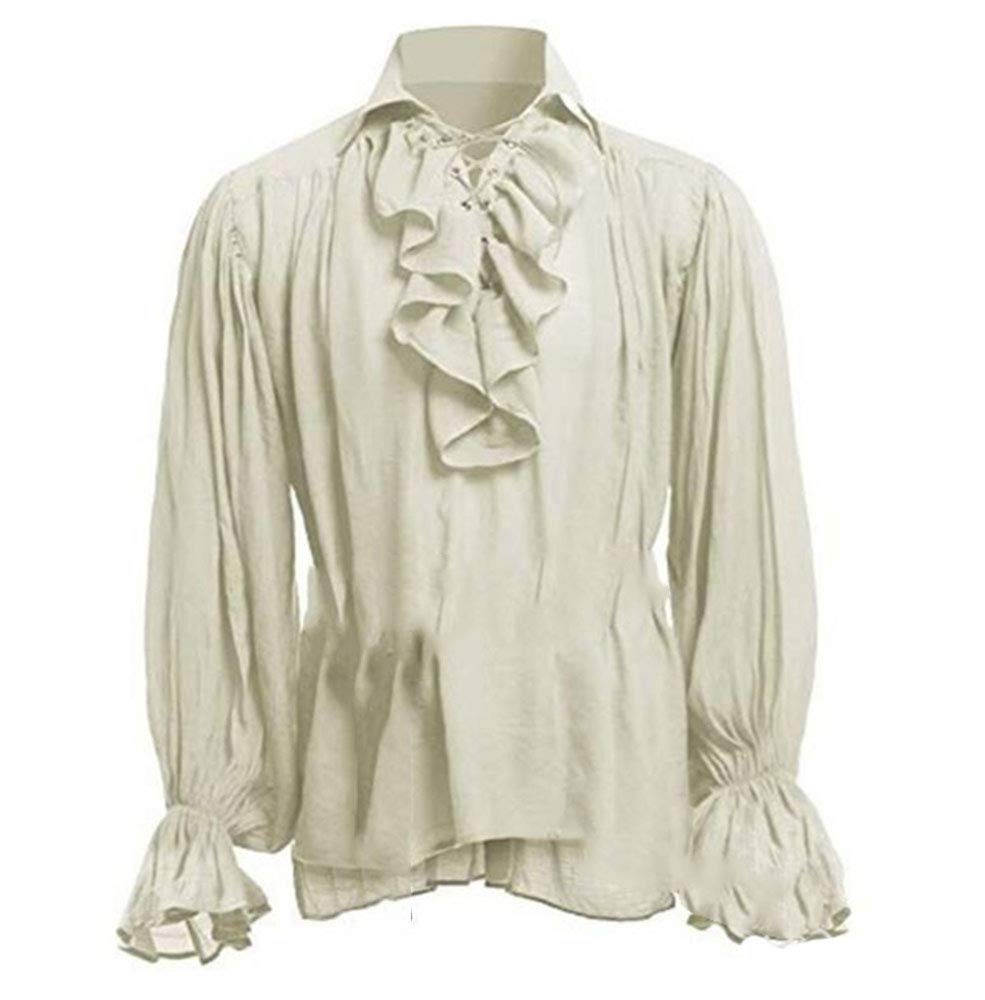 babao Men's Medieval Tunic Costume Halloween Shirt Renaissance Long Sleeve Tops