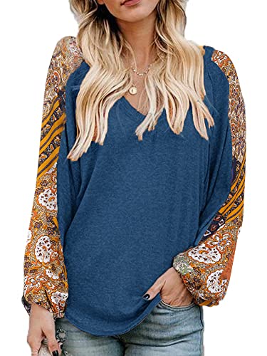 Beyove Blusa feminina casual boho solta camisa boêmia manga balão...