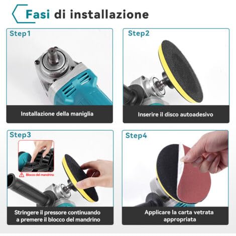 Smerigliatrice Angolare Brushless 125mm, 2in1, 3 Velocità Regolabili, 388Vf 4000mAh ×2 Batterie, 12000RPM, Compatibile con Batteria Makita, con Valigetta e Accessori