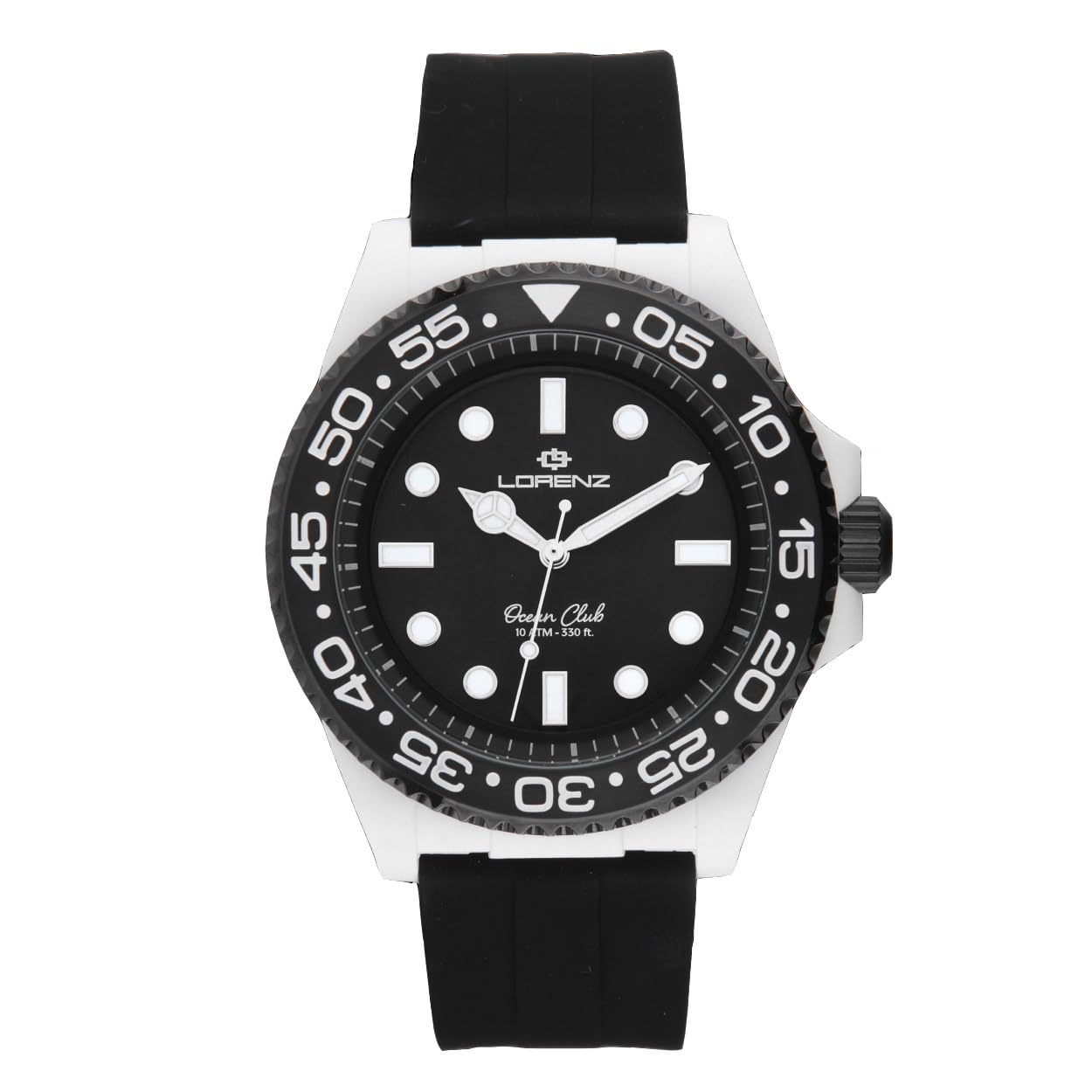 Lorenz Ocean Club 030268FF - Orologio Sportivo da Uomo al Quarzo - Orologio con cassa in superlega Soft Touch silver - Cinturino in Gomma e chiusura deployante - Sub 100 metri - Cofanetto speciale sub