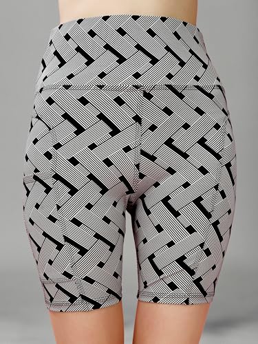 Image of Women's Polyester Stretchable Gym Shorts with Side Pockets High Waist Slim Fit Above Knee Length Activewear Tights Gym Fitness Cycling Running Yoga Shorts for Women