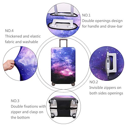 TRAVELKIN Travel Elastic Spandex Suitcase Protector Case, 18/24/28/32 Inch Suitcase Protective Cover, Thickened and Washable Luggage Cover (M(22"-24" luggage), Nebula)4