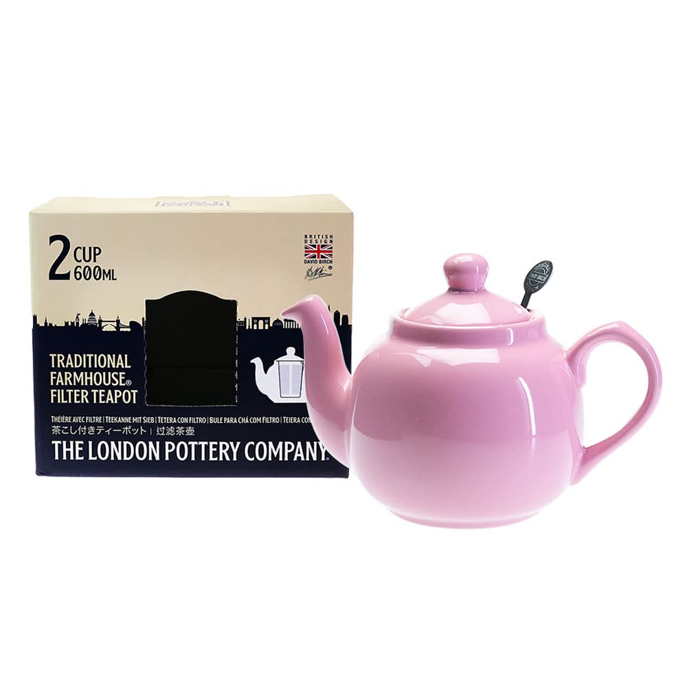 London Pottery Farmhouse Teapot Cherry Blossom Pink Stoneware 20oz 2 Cup