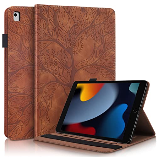 Succtopy Case for iPad 9th/8th/7th Generation (2021/2020/2019) 10.2 Inch Folio Flip PU Leather Cover with Pen Holder Protective Tablet Case with Stand Function iPad 10.2 2021/2020/2019 Brown