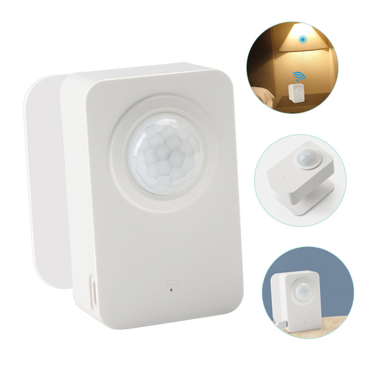 Intelligenter WLAN Pir Bewegungsmelder Sensor für Menschen und Tiere | Kabel, Echtzeit Alarmbenachrichtigung, Klebe Montage, für Tür und Küche, Weißes Abs Gehäuse