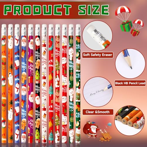 Set de 36 lápices de Navidad con gomas de borrar miniatura 3