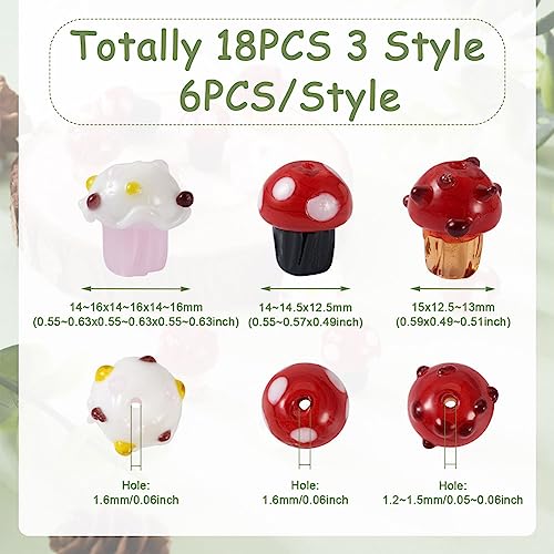 Boutigem 18Pcs Handmade Mushroom Lampwork Glass Beads 3D Vegetable Crystal Loose Spacer Beads for DIY Jewellery Bracelets Necklace Earrings Keychains Making - Image 2