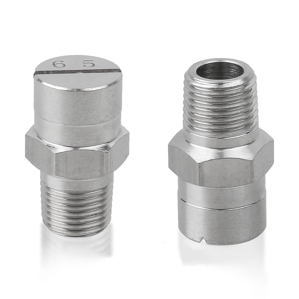 punta de la boquilla, Boquilla de abanico plano roscada de acero inoxidable 304 de 65 grados, varios tamaños, paquete de 5 o 10(No.15: 1/2 (2.4 Mm Aperture),10pcs)