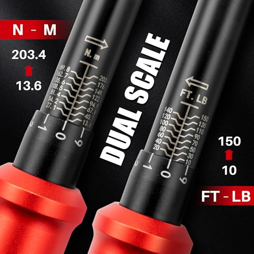 Image of 1 /2-Inch Drive Click Torque Wrench-10-150 Ft-Lb for Car Motorcycle