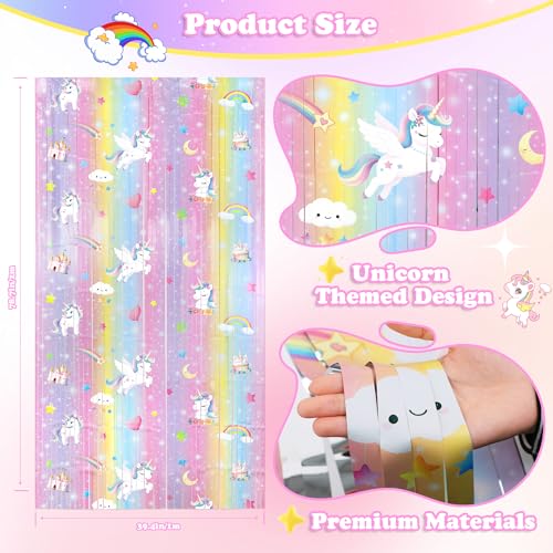 Decoración Unicornio 2Pzas Fondo 3.3X6.6Ft Morado y Rosa miniatura 2