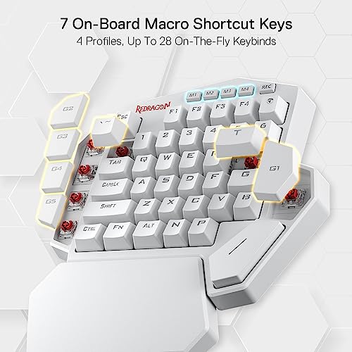 Image of Redragon K585 DITI One-Handed RGB Mechanical Gaming Keyboard, 42 Keys Type-C Professional Gaming Keypad w /Upgraded Hot-Swappable Socket, 7 Onboard Macro Keys & Detachable Wrist Rest