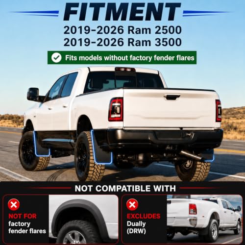 Image of Nilight Mud Flaps Splash Guards for Ram 2500 & Ram 3500 SRW 2019-2026