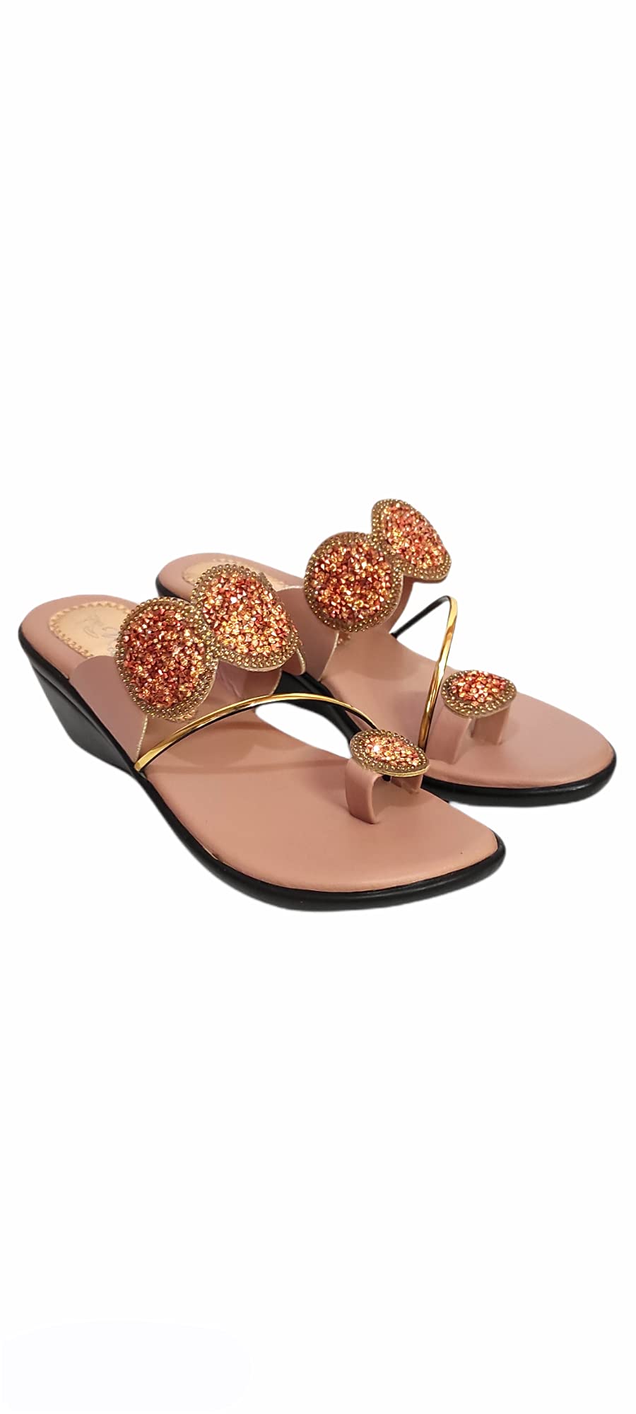 Unique collection Womens Party-wear Designer Wedding Slip-on Casual Wedge Fashion Sandal (Pink, numeric_4) (B09G1935H9) Amazon Price History, Amazon Price Tracker