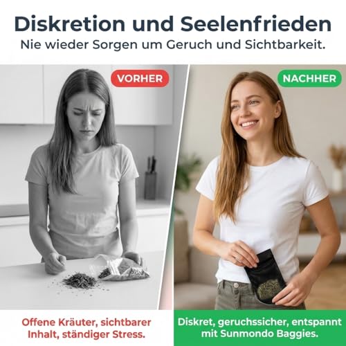 Sunmondo Baggies 60x80mm - Extra stabile Tütchen mit Druckverschluss, Komplett schwarz und Blickdicht (60x80, 100, stück)