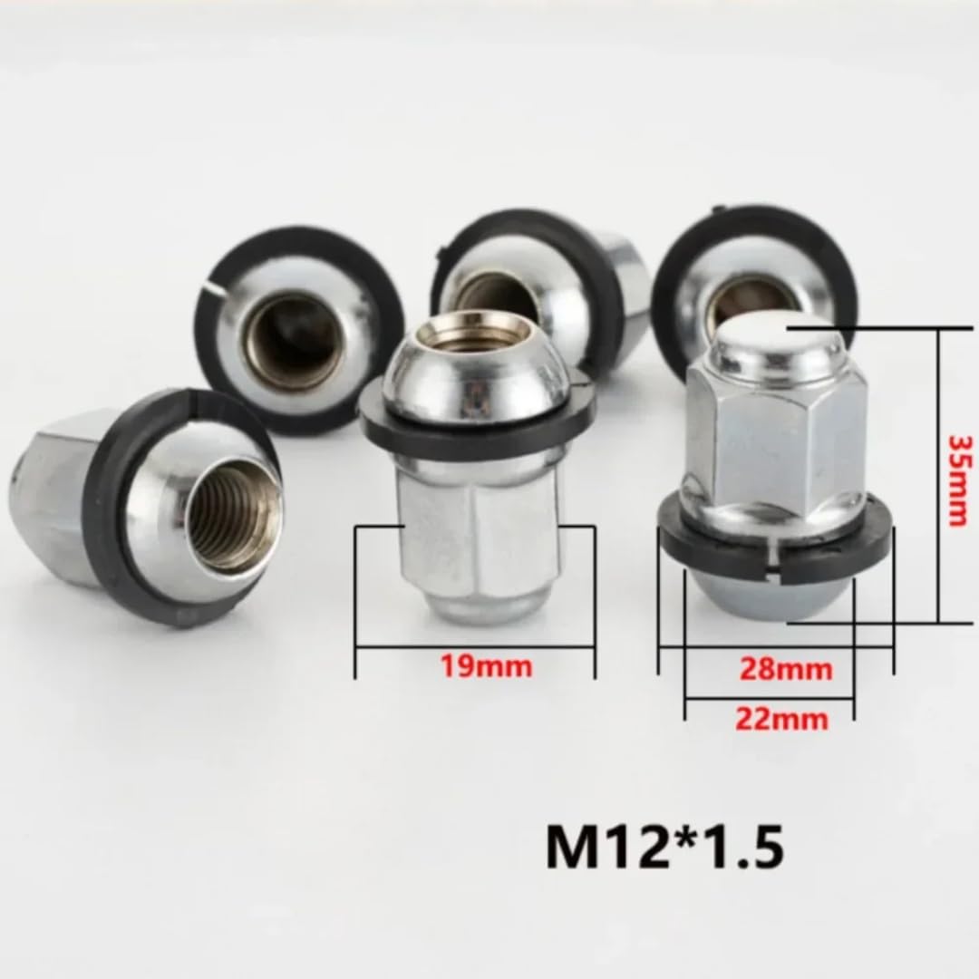 Nakrętki do Kół dla Honda Accord Odyssey Civic Fit CR-V, 20 szt. nakrętek kół M12x1,5, sześciokątnych, 19 mm, z pierścieniem żelaznym, grubość 35 mm