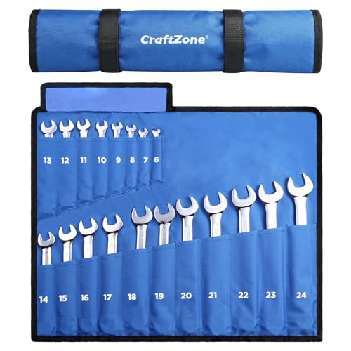 Image of 19-Piece Combination Wrench Sets 6-24mm Metric Wrench Set CR-V Steel with Organizer Bag (24'')