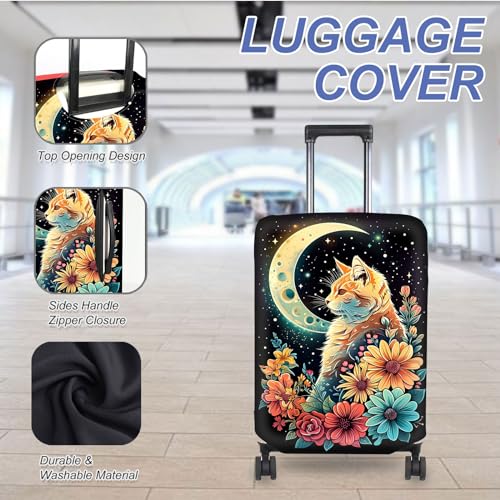 Luggage Cover, TSA Approved, Washable, Fits 29-30 Inch Luggage, Cat Moon3