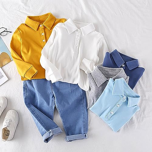 Toddler Boys Long Sleeve Button Down Cotton Shirts Tops Trendy Solid Color Soft Shirt Fall Casual Tees T Shirt Clothes3