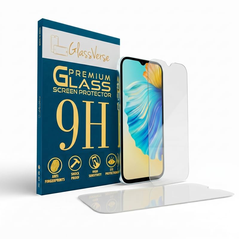 Image of GlassVerse PureView Tempered Glass for Tecno Spark 8P | Crystal Clear, 9H Hardness Screen Protector, Edge to Edge, Case Friendly, Hassle-less Installation Kit Included. (Pack of 2)