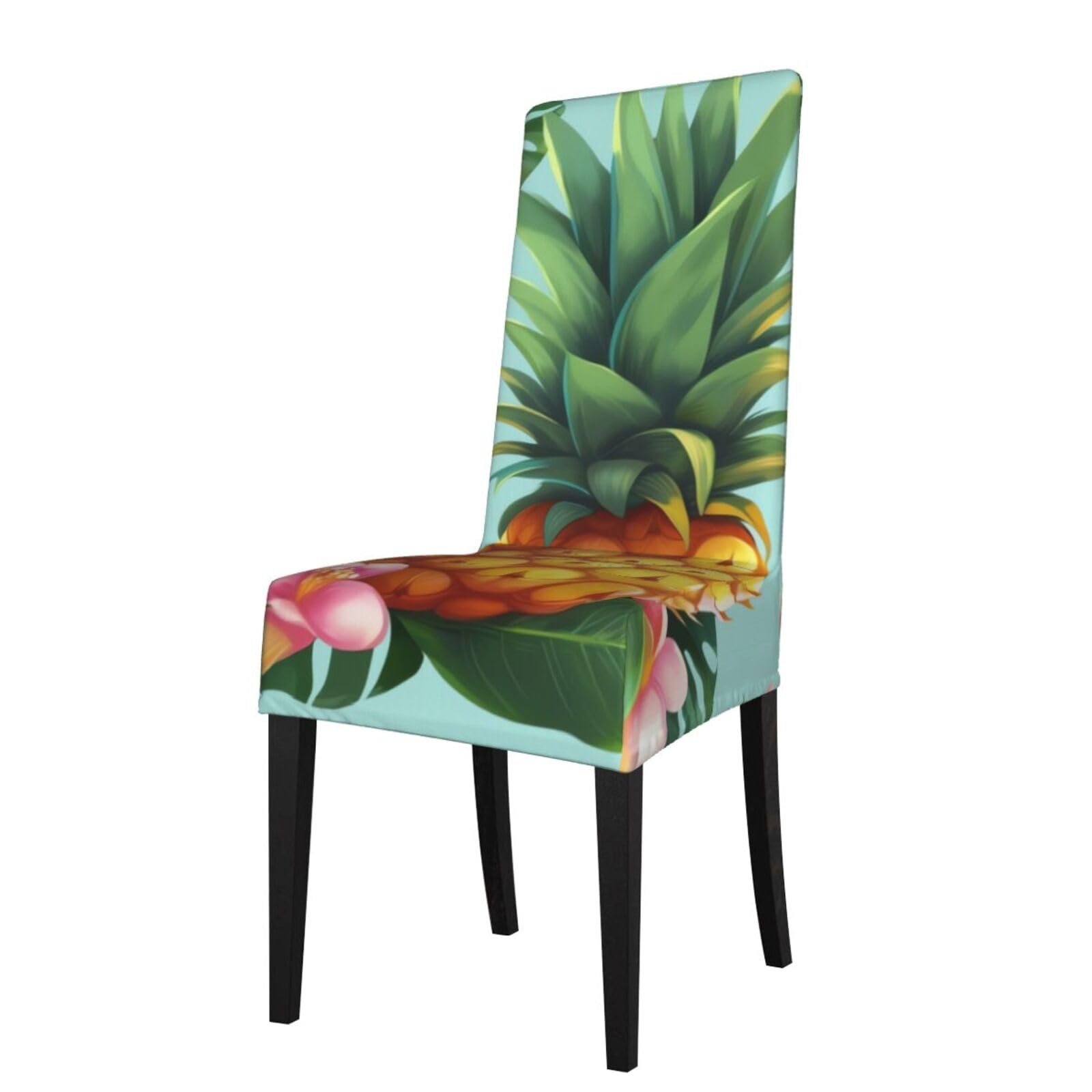 Fodpand Black Tropical Pineapple Dining Room Chair Cover Stretch Parsons Chair Slipcovers Removable Washable Chair Protectors Cover High Elastic Seat Protector For Home,Kitchen, Hotel, Banquet