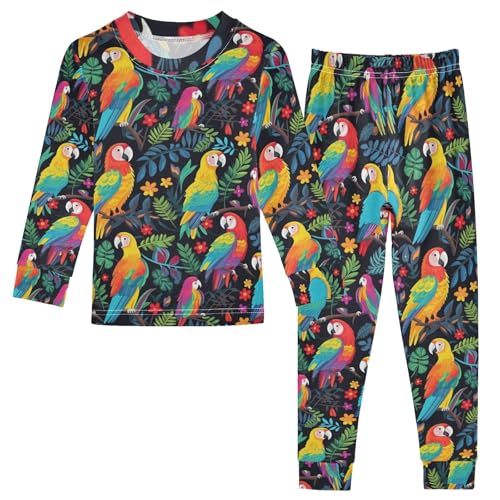 ALAZA Parrot on Trees Pajamas Set Snug-fit Long Sleeve Sleepwear,18 M