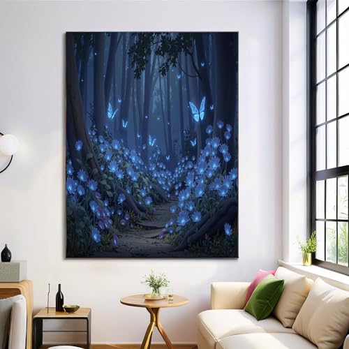 Toile deco art fantastique bleu pour apaiser l'ambiance d'une chambre à coucher