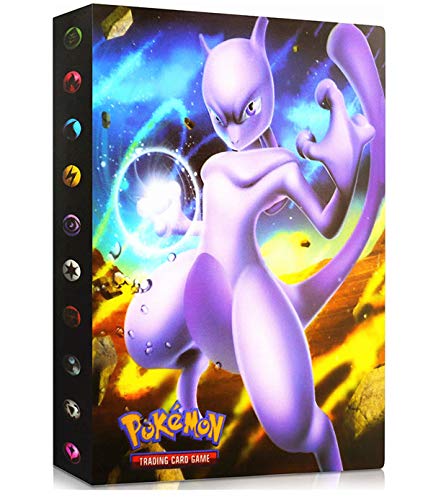 Álbum compatível com cartões Pokémon, porta-cartões compatível com Pokémon, porta-cartões de álbum compatíveis com cartões Pokemon GX EX, 30 páginas com capacidade para até 240 cartões (Mewtwo)