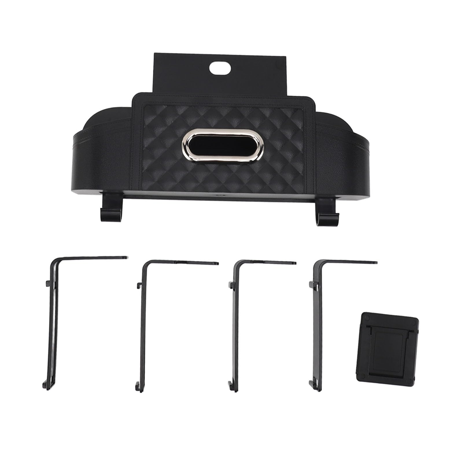 Organisateur de Siège Arrière de Voiture, Boîte de Rangement Multifonctionnelle, Appui-tête, Boîte à Mouchoirs, Support de Verre, Accessoires de Voyage (BLACK)