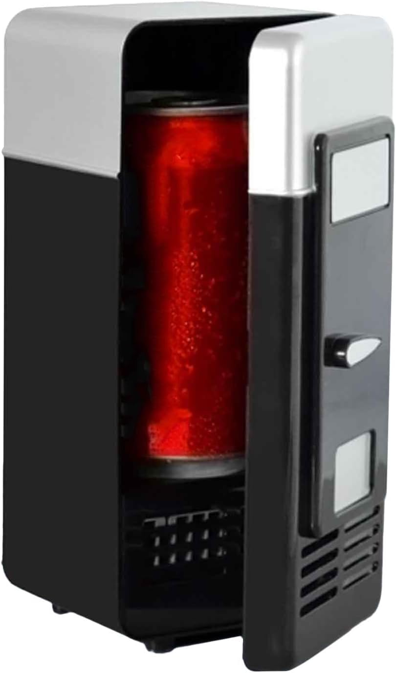 Mini lodówka - 1 zestaw 19,4 x 9 cm LED mini USB lodówka USB lodówka napoje puszki napoje lodówka i grzejnik do samochodów, domów, biur i akademików