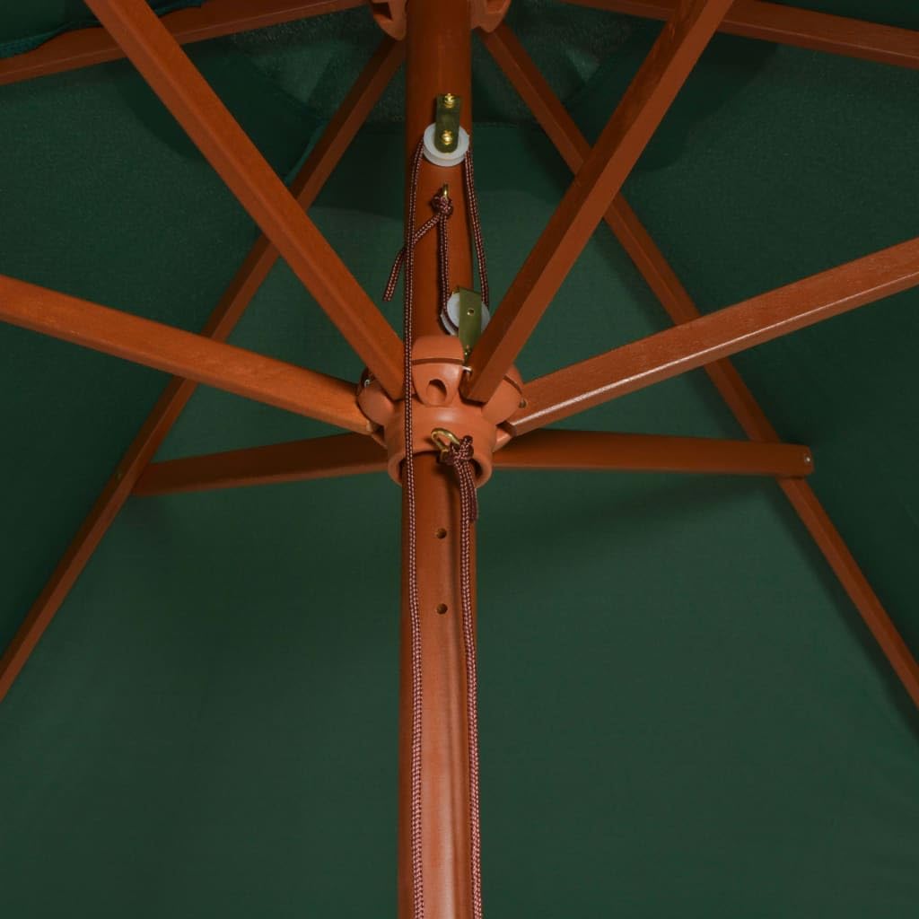 Parasol przeciwsłoneczny z drewnianym masztem, 200 x 300 cm, bordowy, duży parasol ogrodowy z drewna z 6 stabilnymi żebrami, na taras i balkon, z korbą i kółkiem