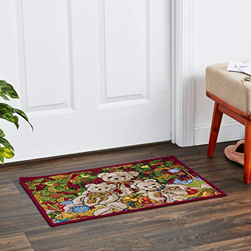 Violet Linen Decorative Christmas Teddy Bears Design Tapestry - 19