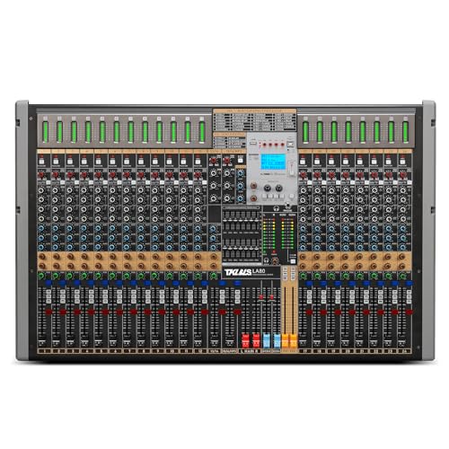 TKLBLS Professional Audio Mixer, 24 Channel Sound Board Mixing Console, Dual DSP Reverb, Dual 7-Band EQ, 48V Phantom Power, 4 Group Stereo Output Input, Mixer for Church