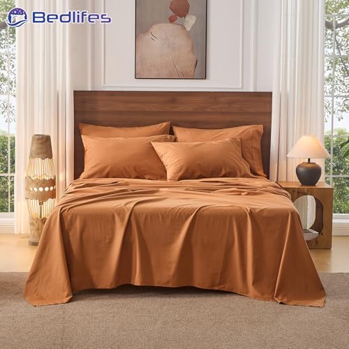 Image of Bedlifes 100% French Linen King Bed Sheet Set - 16 inch Deep Pocket, 4-Piece | Soft & Durable, Breathable & Cooling, Pure Flax Linen, OEKO-TEX Certified, Moisture-Wicking, Easy Care, Machine Washable