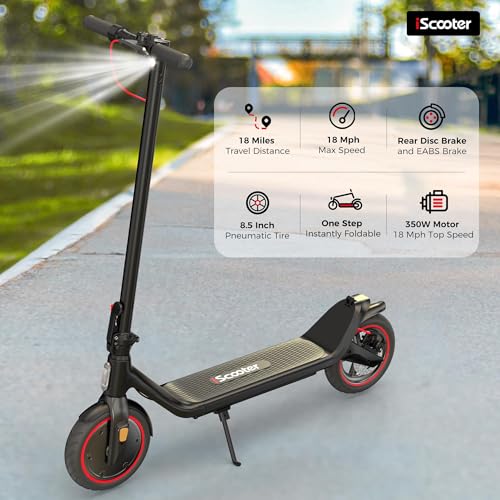 Image of iScooter Electric Scooter, 18 Miles Long Range, 18 Mph Top Speed, Commuting Electric Scooter with Cuise Control, Double Braking Systems E Scooter for Adults and Teens - i8L