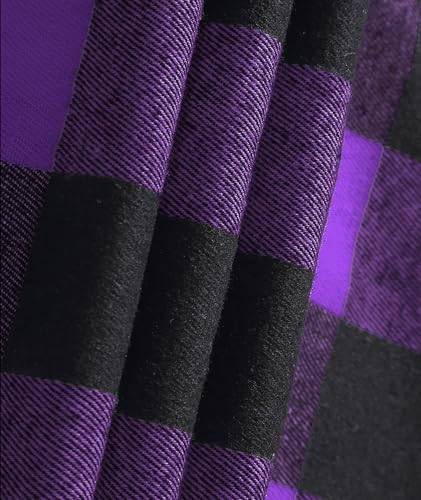JACKETOWN Men's Flannel Long Sleeve Hoodie Shirts Casual Button Down Plaid Shirt Jackets Stylish with Pocket Light Purple - image 6